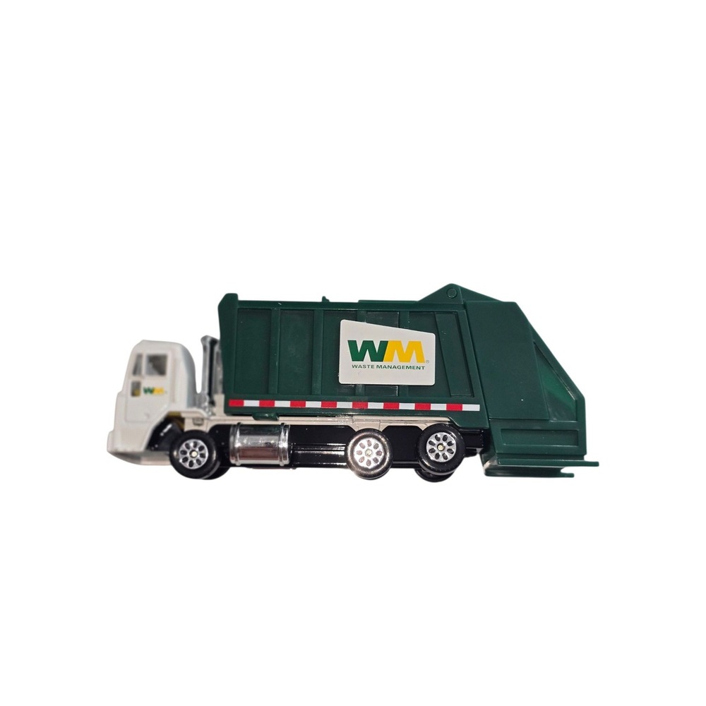 Waste Management Die-Cast Garbage Truck Toy Green White WM Logo 5.25 Inch